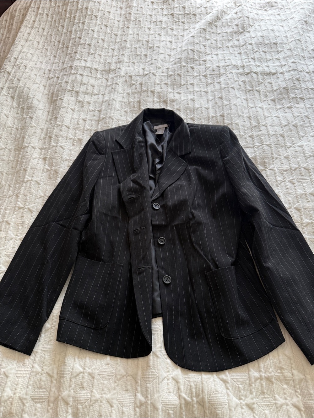 Classic Black Pinstripe Women’s Blazer - Tailored Style